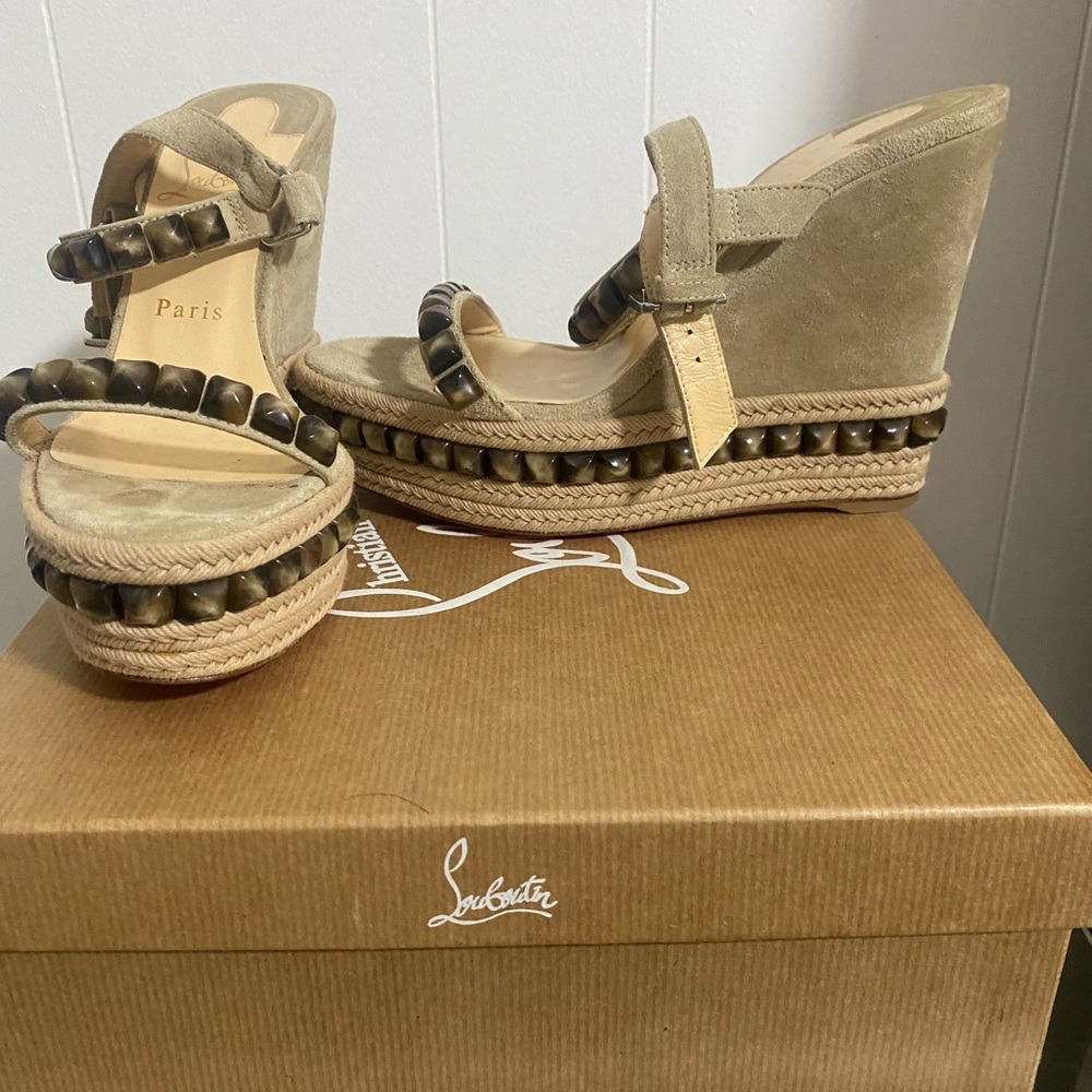 Christian Louboutin suede wedges! New! Sz 38